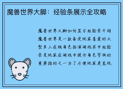 魔兽世界大脚：经验条展示全攻略